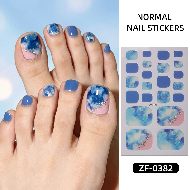 Full Cover Adhesive - 22Tips Gradyan Mermer Tırnak Çıkartmaları Yapışkanlı
